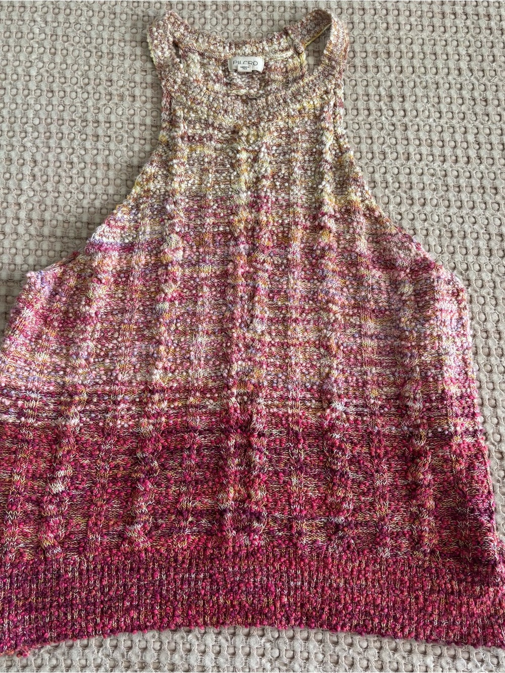 Anthropology Pilcro Multitone Pink, Cream & Yellow Knit Halter Tank